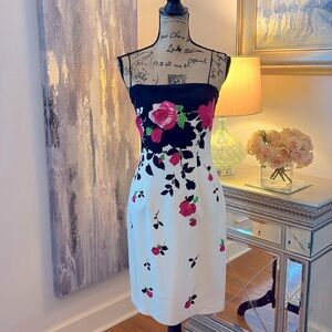 DAVID MEISTER Saks 5th Ave Designer silk black pink ivory spring cruise dress 4